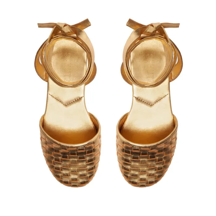 Pumps Ariel Woven Leather Flat Gold Schutz Shoes Pumps
