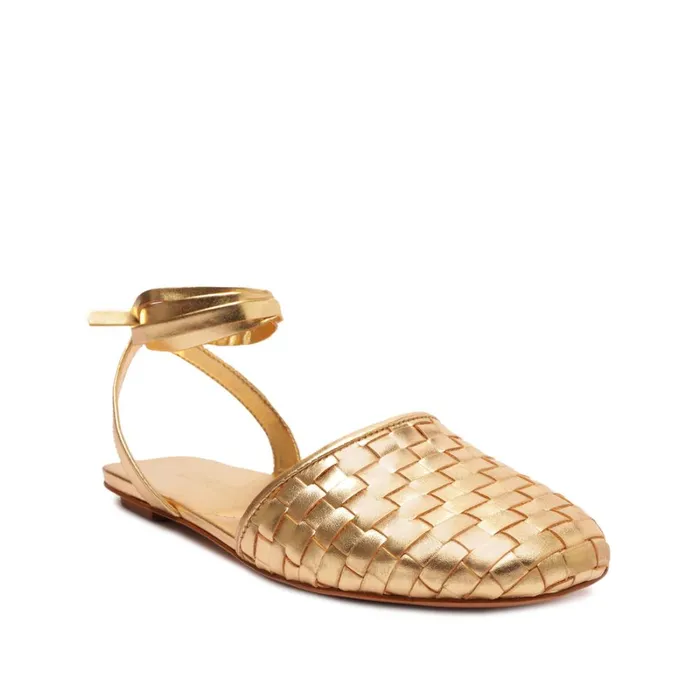 Pumps Ariel Woven Leather Flat Gold Schutz Shoes Pumps