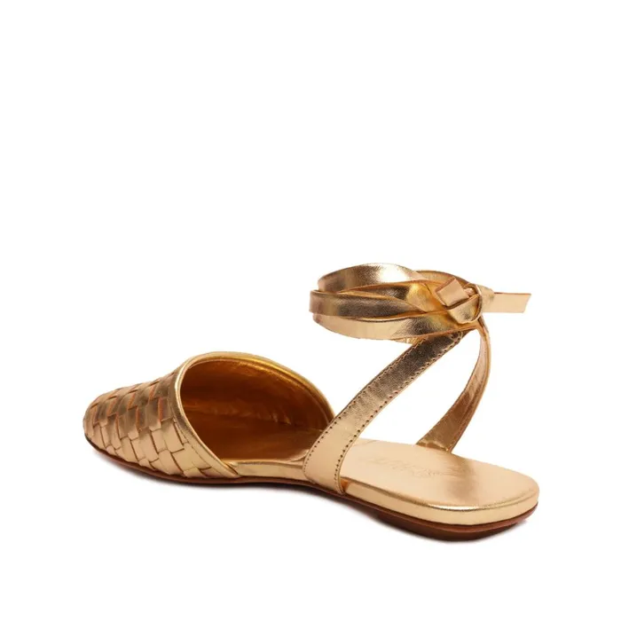 Pumps Ariel Woven Leather Flat Gold Schutz Shoes Pumps