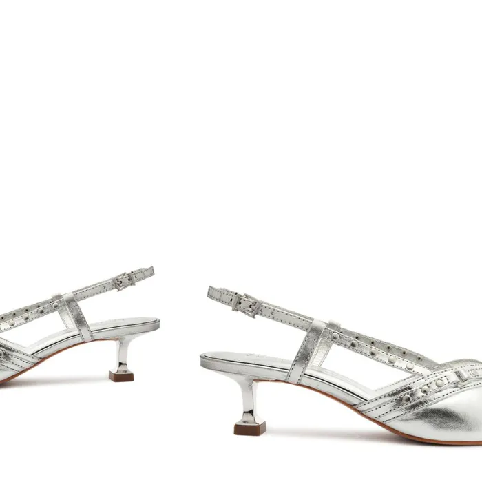 Pumps Venezia Metallic Leather Pump Silver Schutz Shoes Pumps