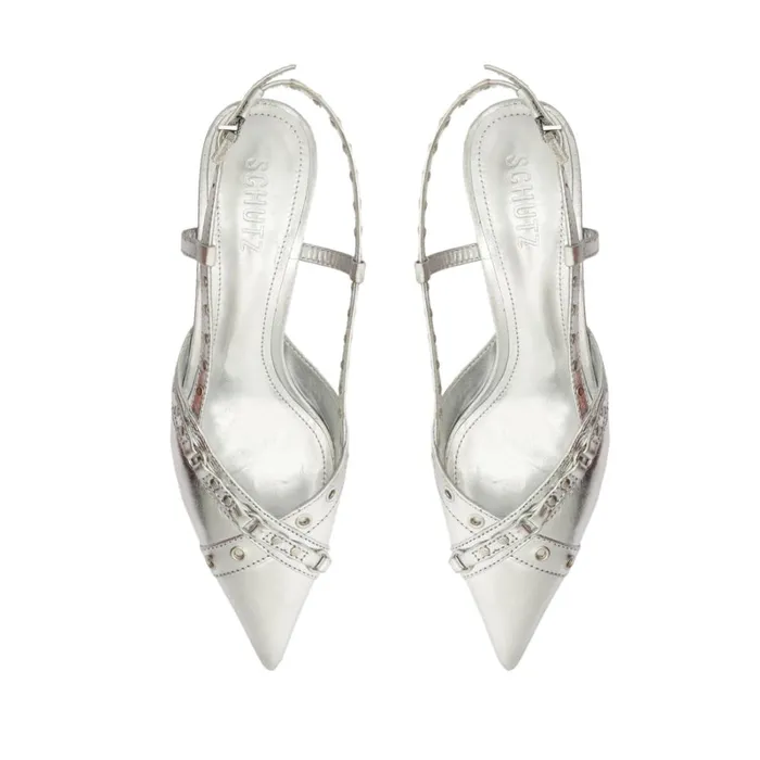 Pumps Venezia Metallic Leather Pump Silver Schutz Shoes Pumps