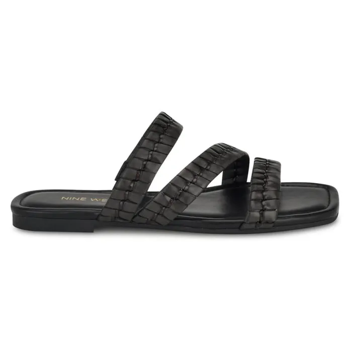 Quinlea Flat Strappy Sandals Black Women Nine West Sandals