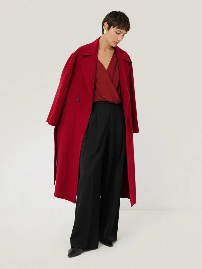 Recycled Satin Drape Wrap Top Red Women Jigsaw Party