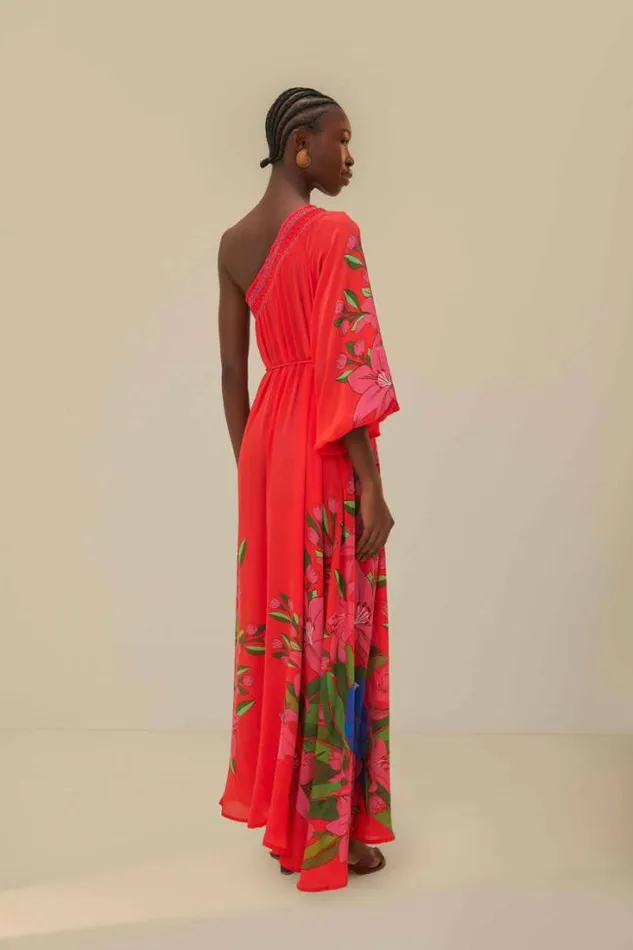 Red Summer Foliage Scarf Maxi Dress Women FARM Rio Maxi Dresses