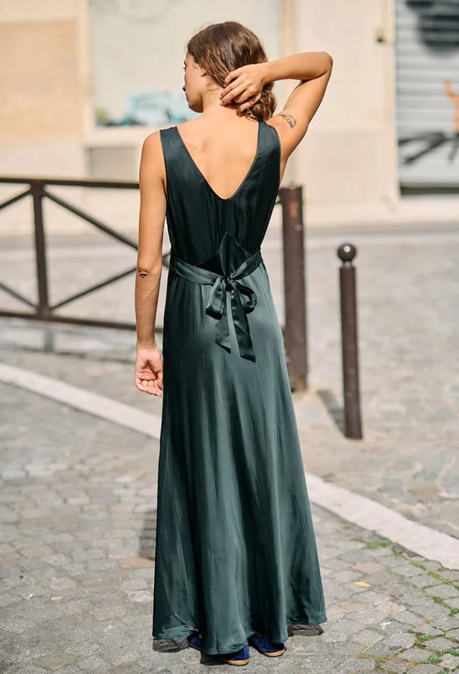 Reine Black Satin Maxi Dress Women Ciao Lucia Satin Dresses