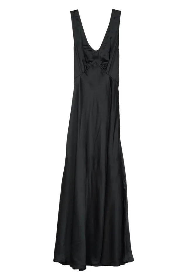 Reine Black Satin Maxi Dress Women Ciao Lucia Satin Dresses
