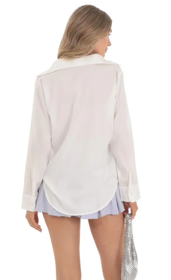 Relaxed Button Down Shirt White Women LUCY IN THE SKY Tops Relaxed Button Down Shirt White Women LUCY IN THE SKY Tops