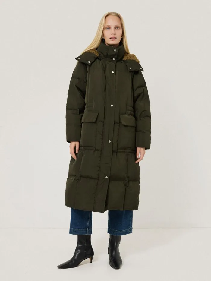 Relaxed Longline Puffer Coat Dark Kale Women Jigsaw Coats and Jackets