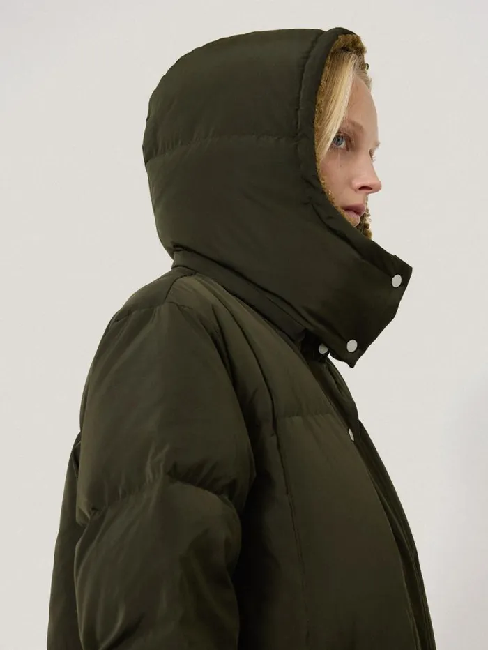 Relaxed Longline Puffer Coat Dark Kale Women Jigsaw Coats and Jackets