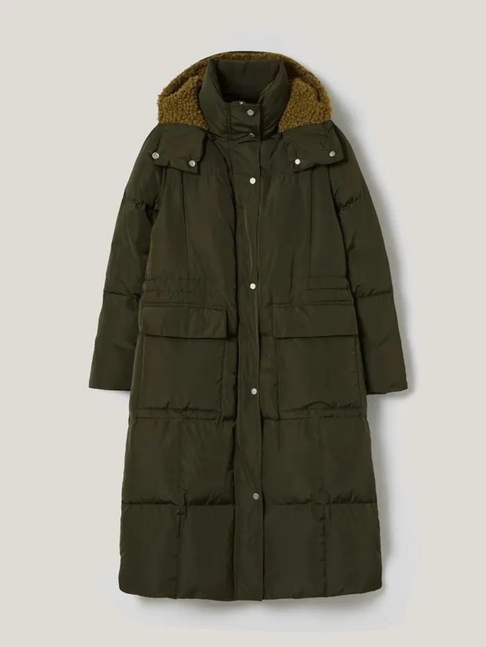 Relaxed Longline Puffer Coat Dark Kale Women Jigsaw Coats and Jackets