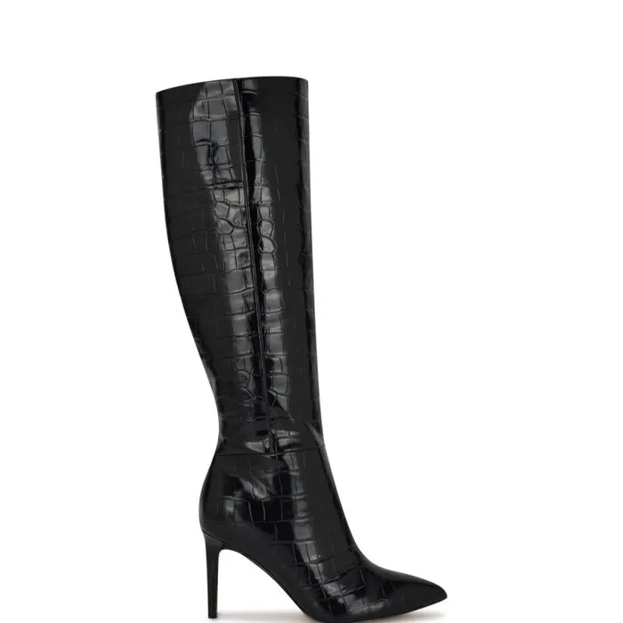 Richy Heeled Boots Black Croco Women Nine West Heels