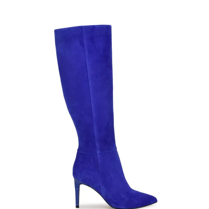 Richy Heeled Boots Blue Suede Women Nine West Heels