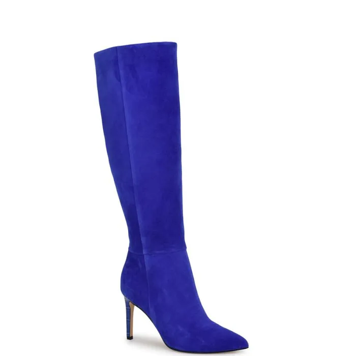 Richy Heeled Boots Blue Suede Women Nine West Heels Richy Heeled Boots Blue Suede Women Nine West Heels