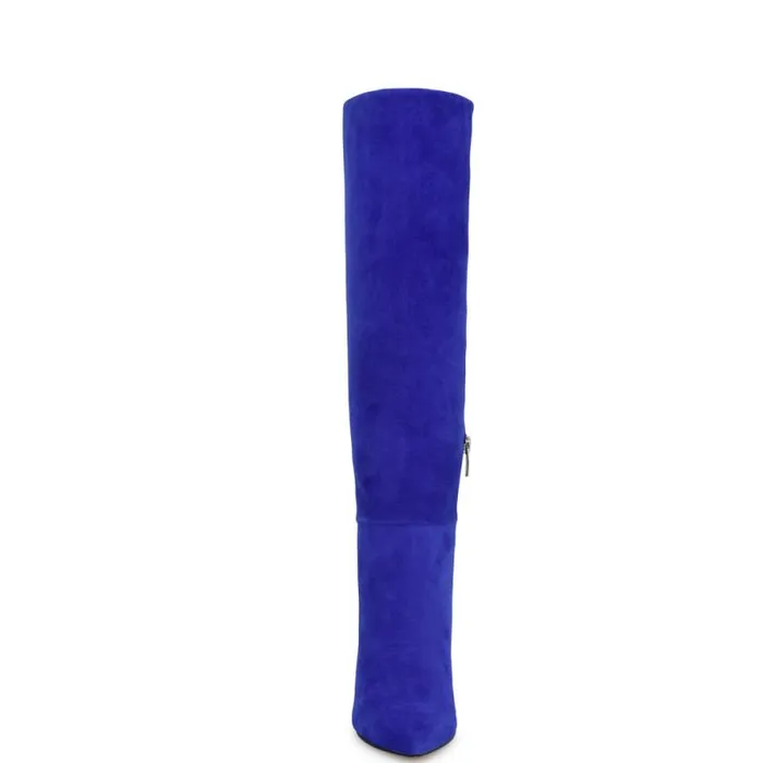 Richy Heeled Boots Blue Suede Women Nine West Heels Richy Heeled Boots Blue Suede Women Nine West Heels