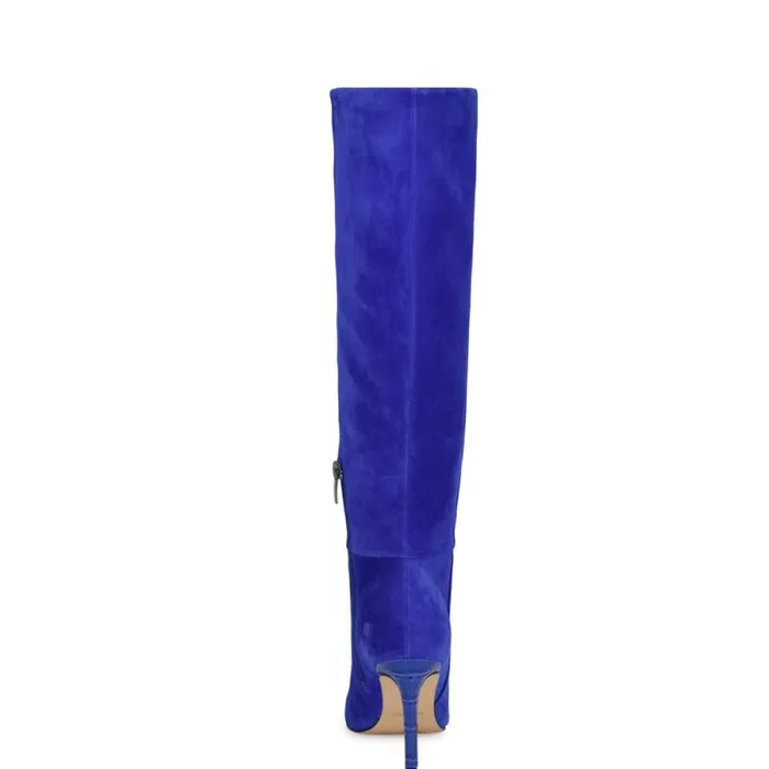 Richy Heeled Boots Blue Suede Women Nine West Heels Richy Heeled Boots Blue Suede Women Nine West Heels