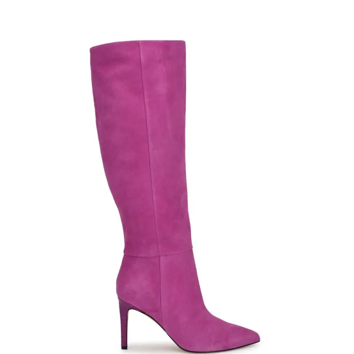 Richy Heeled Boots Dark Pink Suede Women Nine West Boots and Booties