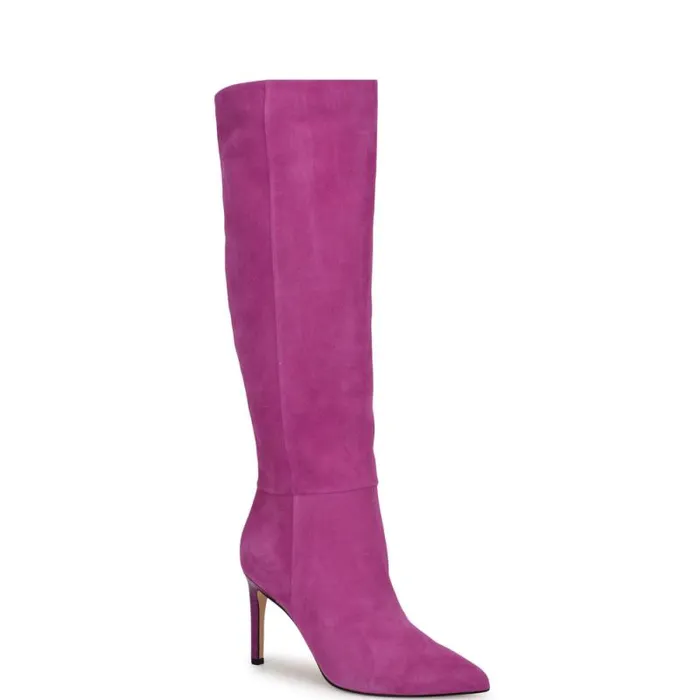 Richy Heeled Boots Dark Pink Suede Women Nine West Boots and Booties Richy Heeled Boots Dark Pink Suede Women Nine West Boots and Booties