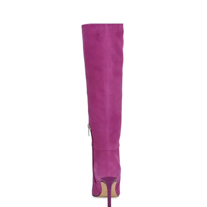 Richy Heeled Boots Dark Pink Suede Women Nine West Boots and Booties Richy Heeled Boots Dark Pink Suede Women Nine West Boots and Booties