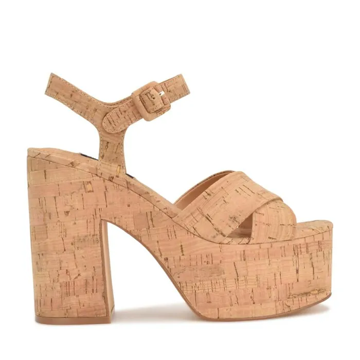 Rilay Platform Sandals Natural Cork Women Nine West Heels
