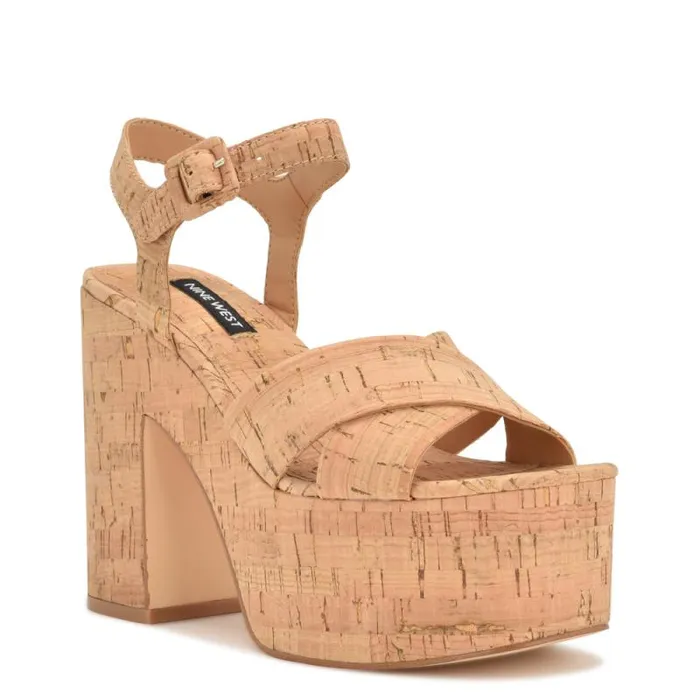 Rilay Platform Sandals Natural Cork Women Nine West Heels Rilay Platform Sandals Natural Cork Women Nine West Heels