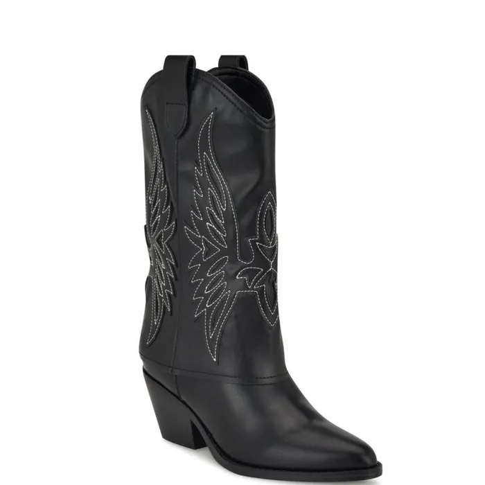 Ringer Detailed Western Boots Black Women Nine West Boots and Booties Ringer Detailed Western Boots Black Women Nine West Boots and Booties