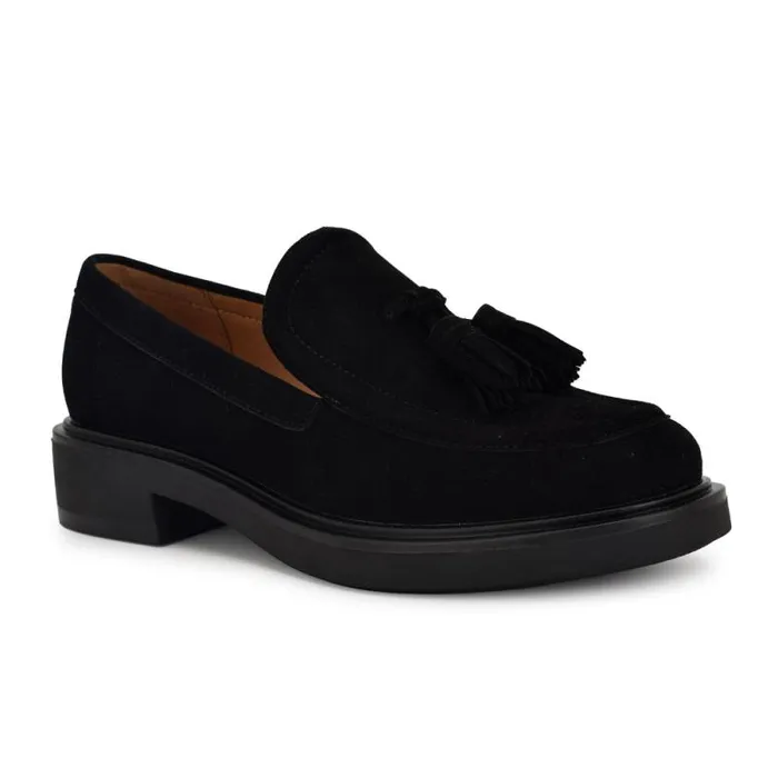 Roker Casual Loafers Black Suede Women Nine West Flats Roker Casual Loafers Black Suede Women Nine West Flats