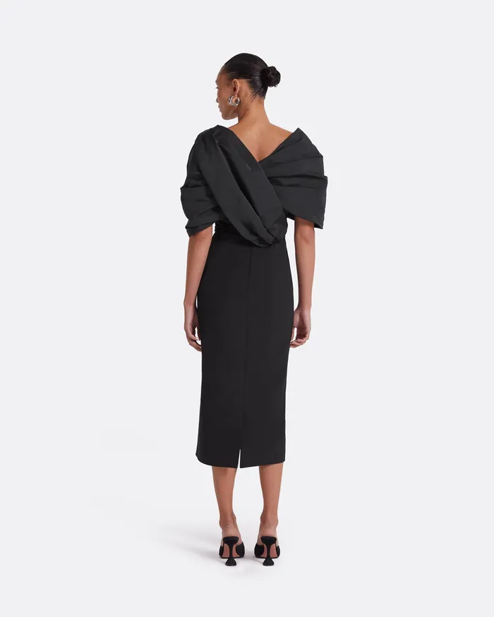 Roma Black Midi Dress Black Women Dresses Safiyaa