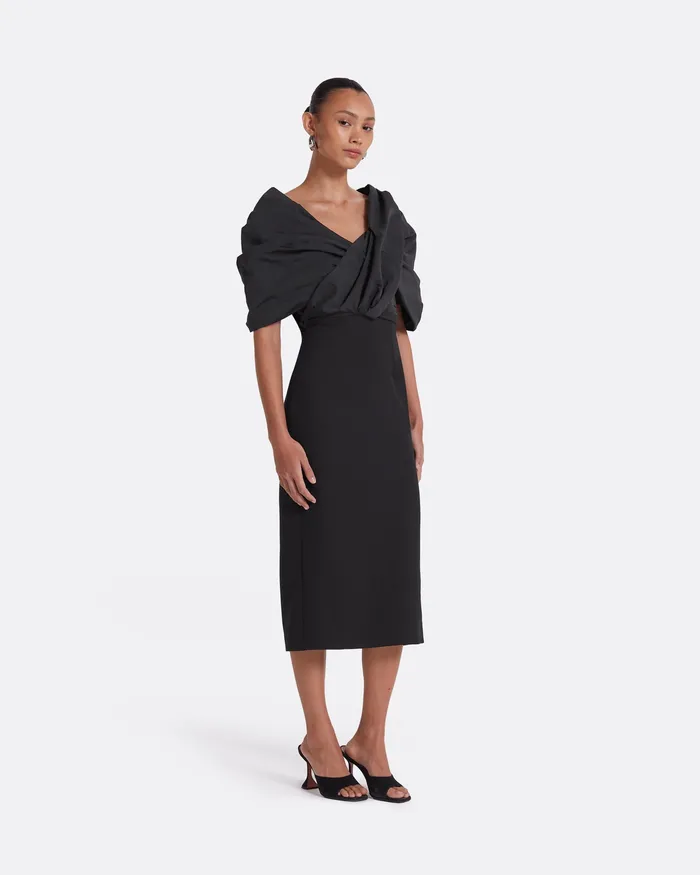 Roma Black Midi Dress Black Women Dresses Safiyaa