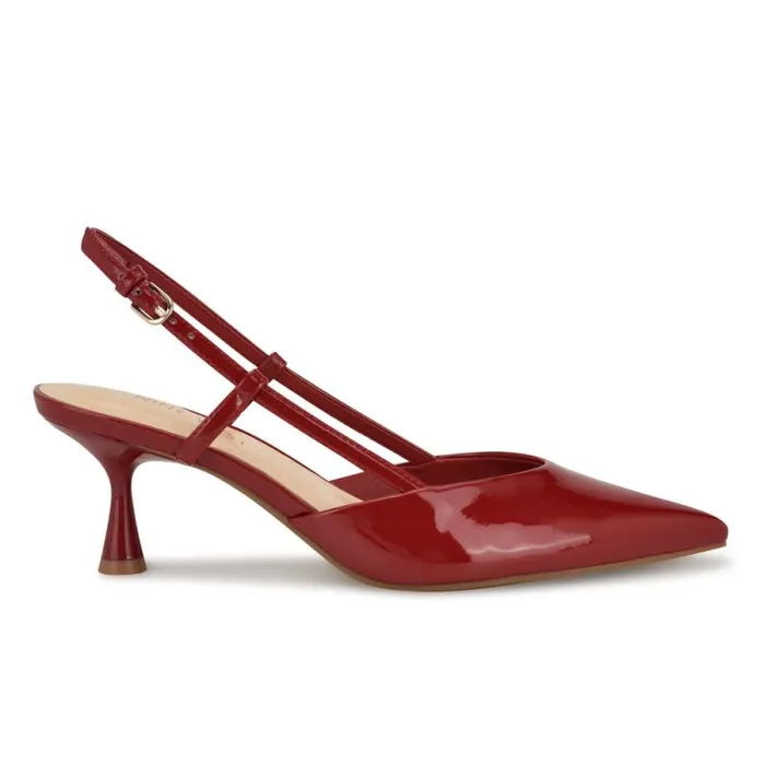 Rowen Pointy Toe Slingbacks Red Patent Women Nine West Heels