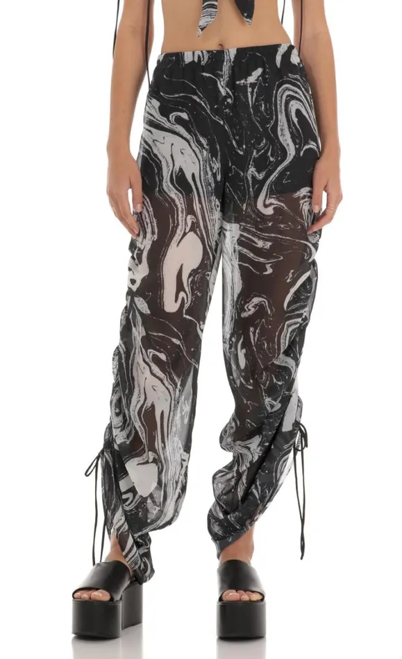 Ruched Pant Set Black Swirl Women LUCY IN THE SKY Pants Ruched Pant Set Black Swirl Women LUCY IN THE SKY Pants