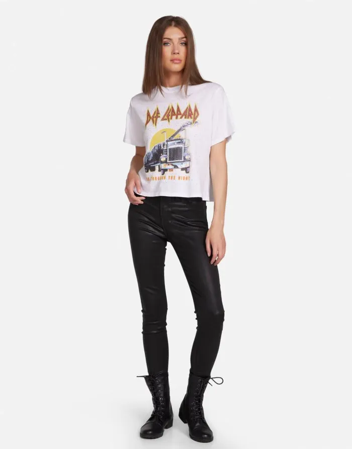 Rue Def Leppard Truck W Crystals White Women Lauren Moshi Short Sleeve