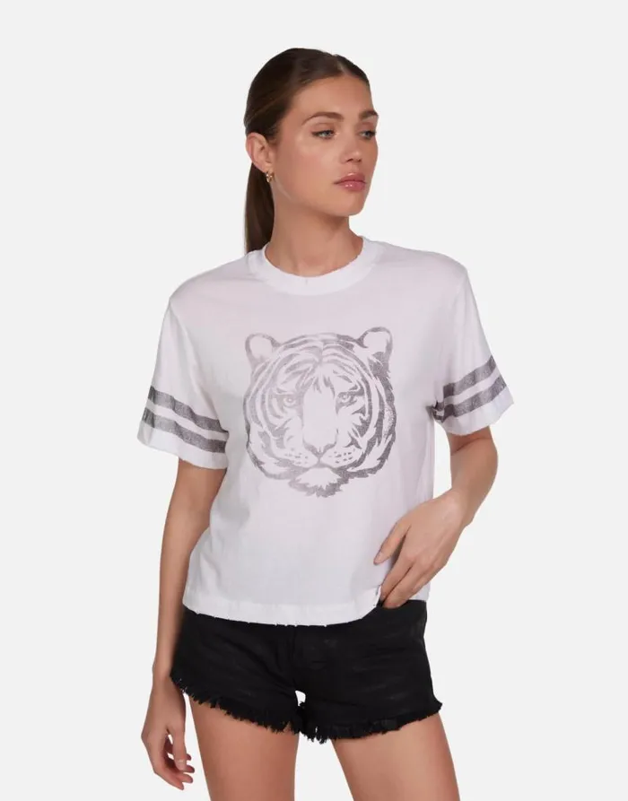 Rue Vintage Tiger Elements White Women Lauren Moshi Short Sleeve