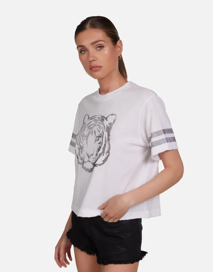 Rue Vintage Tiger Elements White Women Lauren Moshi Short Sleeve