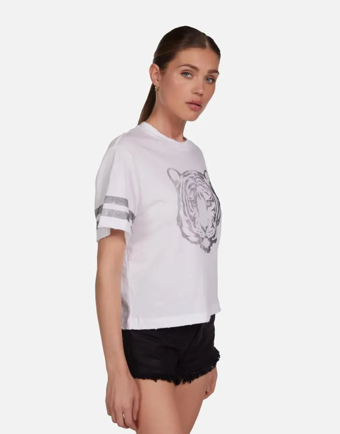 Rue Vintage Tiger Elements White Women Lauren Moshi Short Sleeve