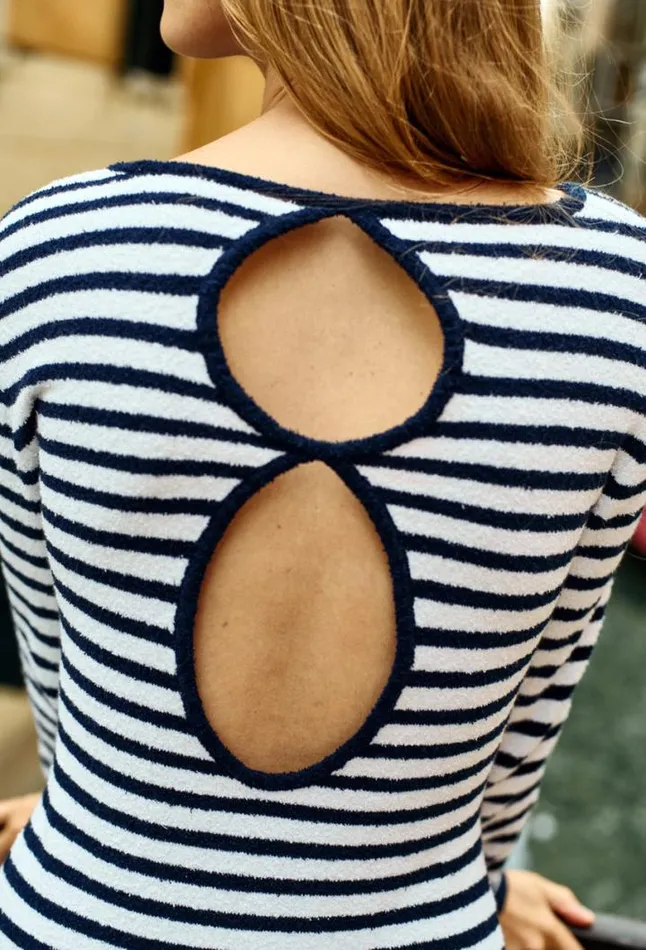 Sabine Navy White Stripe Midi Knit Dress PreOrder Women Ciao Lucia Knit Dresses