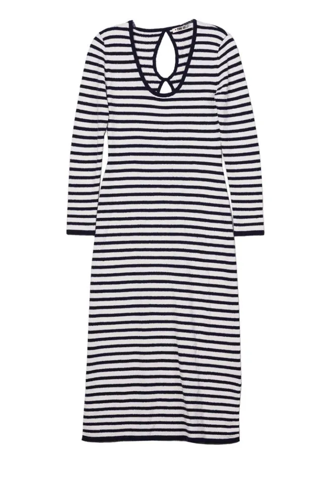 Sabine Navy White Stripe Midi Knit Dress PreOrder Women Ciao Lucia Knit Dresses