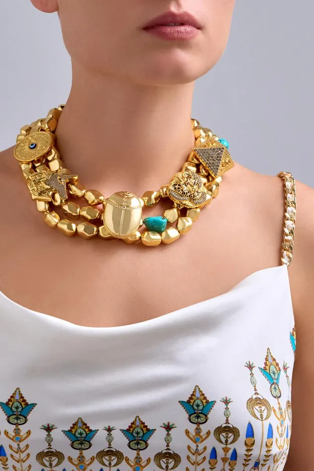 SACRED SYMBOLS STATEMENT NECKLACE GOLD Gold WomensMens Camilla Jewellery