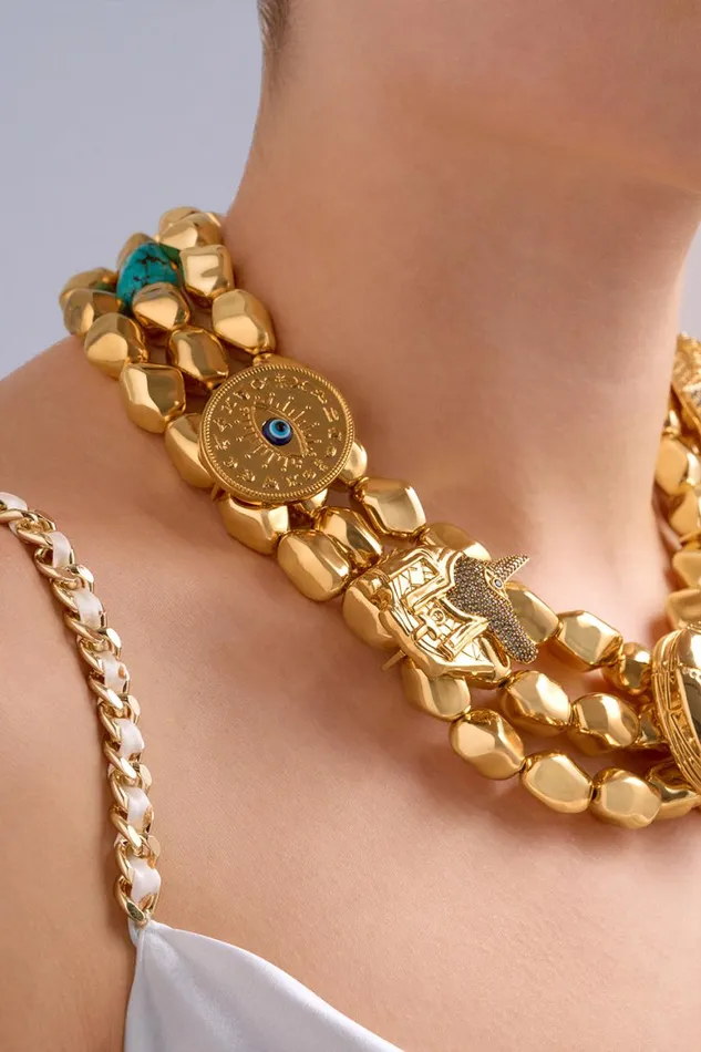 SACRED SYMBOLS STATEMENT NECKLACE GOLD Gold WomensMens Camilla Jewellery