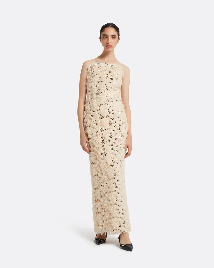 Safiyaa Beliz IvoryandGold Midi Dress Ivory and Gold Women Dresses