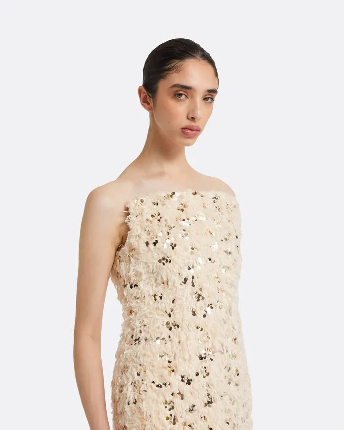 Safiyaa Beliz IvoryandGold Midi Dress Ivory and Gold Women Dresses