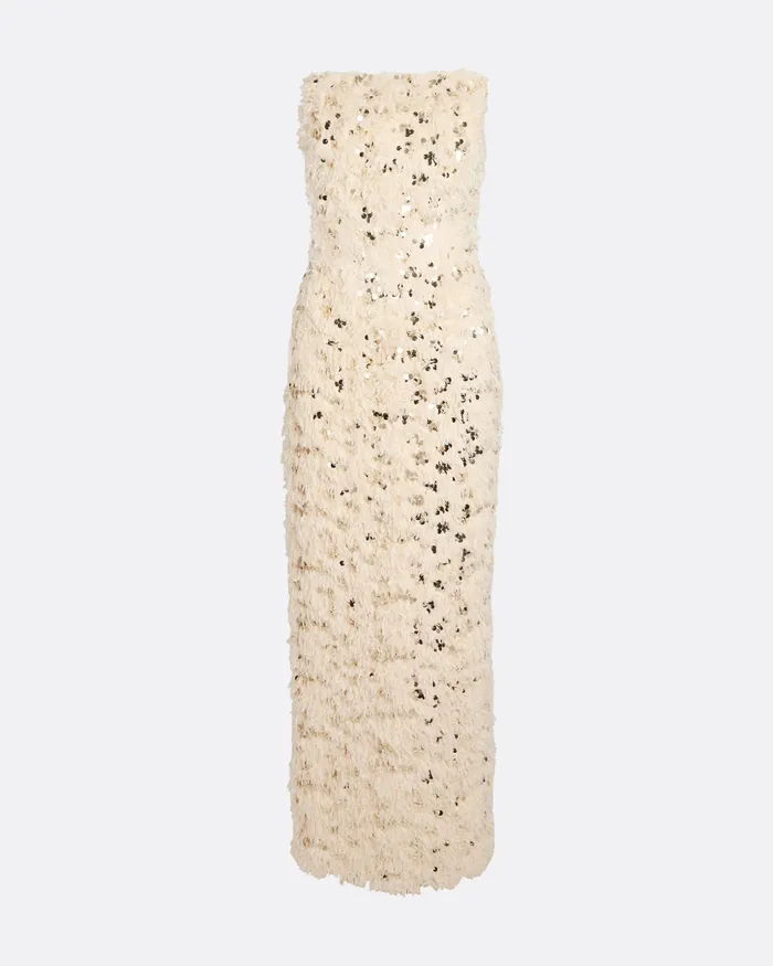 Safiyaa Beliz IvoryandGold Midi Dress Ivory and Gold Women Dresses