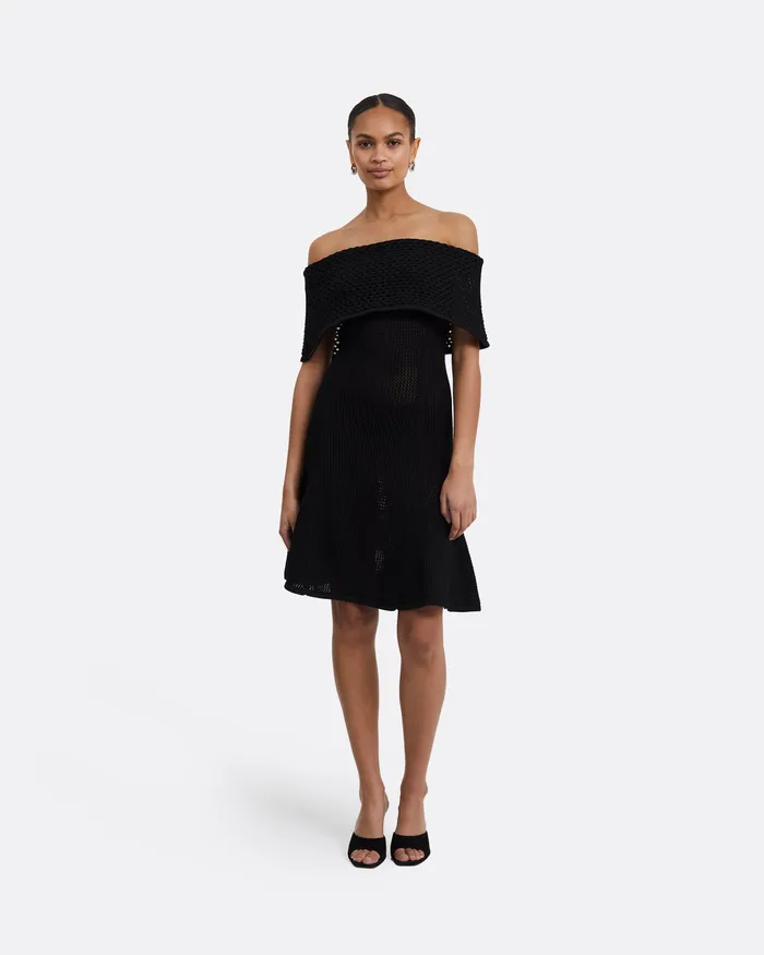 Safiyaa Kole Black Knit Short Dress Black Women Knitwear