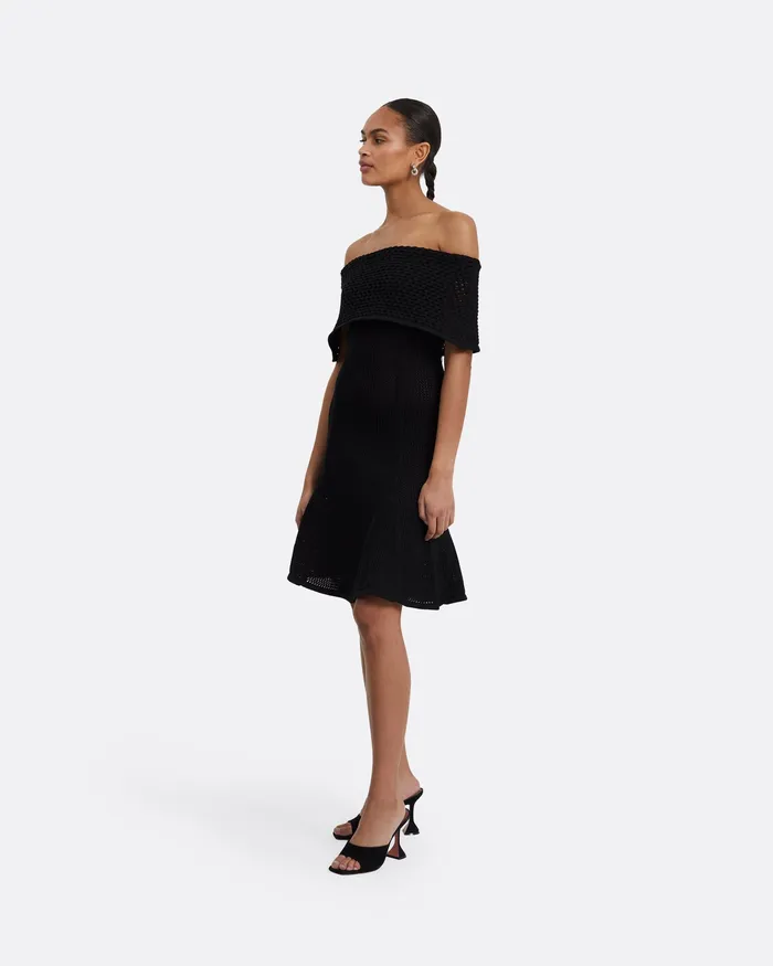 Safiyaa Kole Black Knit Short Dress Black Women Knitwear