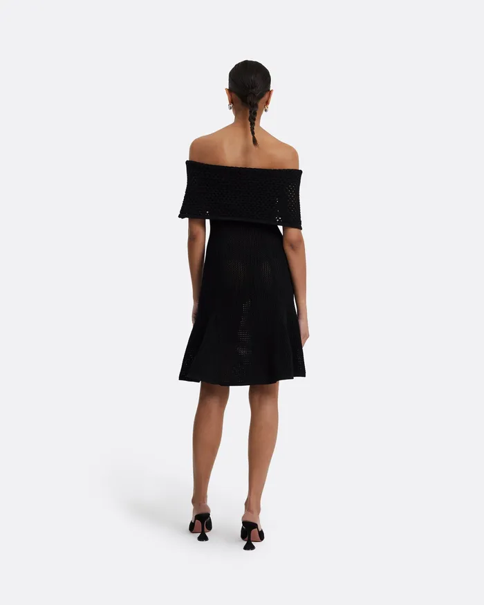 Safiyaa Kole Black Knit Short Dress Black Women Knitwear