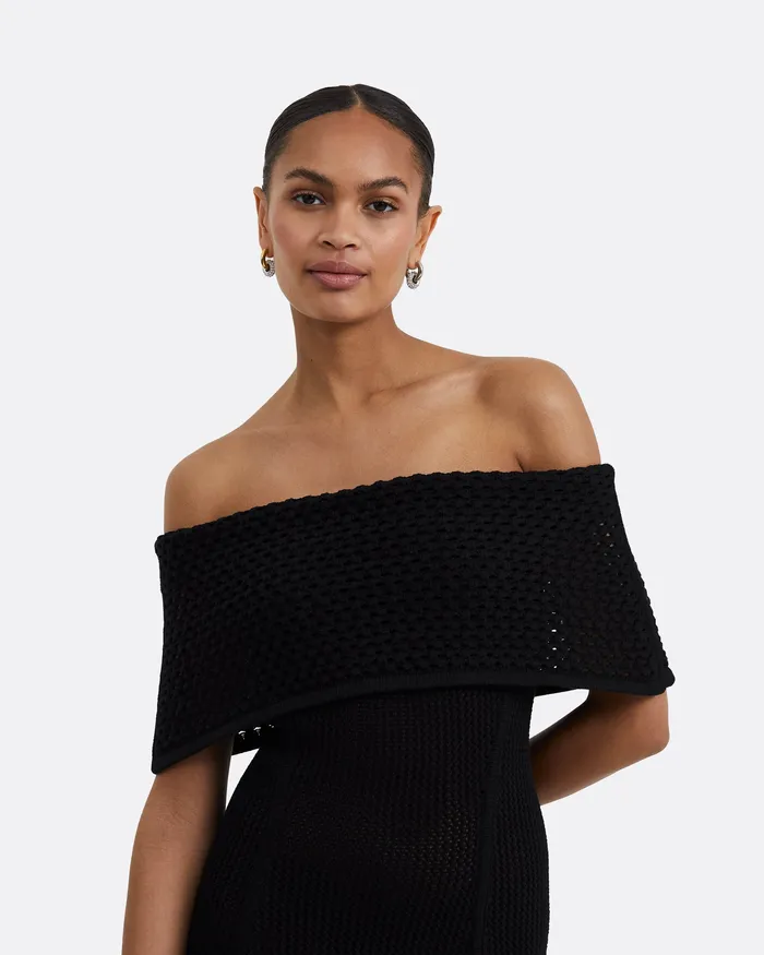 Safiyaa Kole Black Knit Short Dress Black Women Knitwear