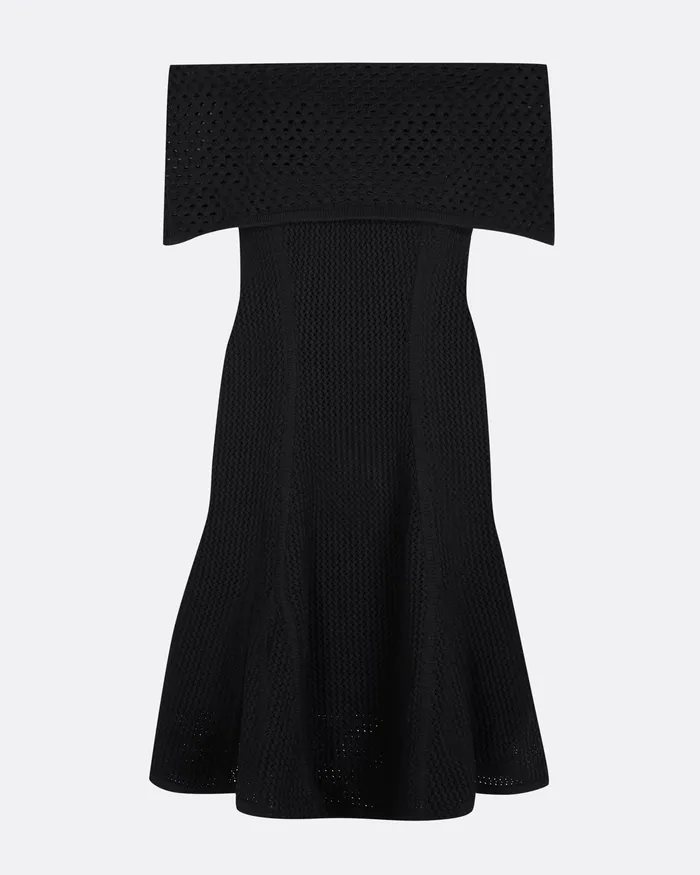Safiyaa Kole Black Knit Short Dress Black Women Knitwear