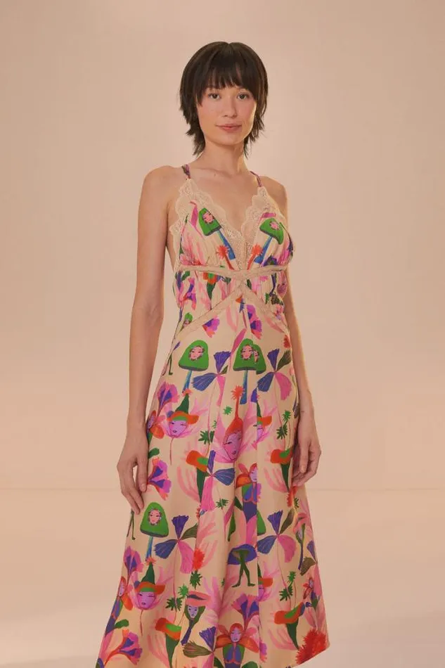 Sand Fairies Slip Midi Dress Women FARM Rio Midi Dresses