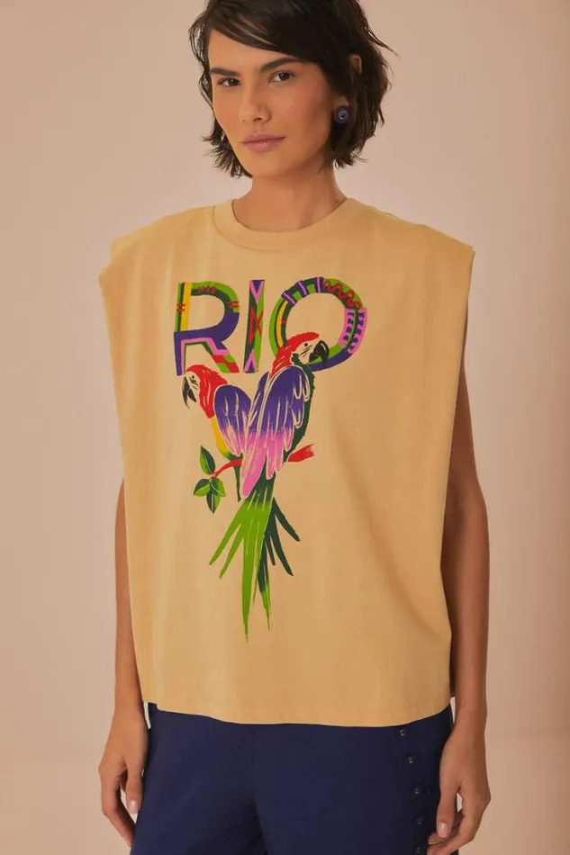 Sand Rio Shoulder Pad Organic Cotton TShirt Women FARM Rio Tshirts
