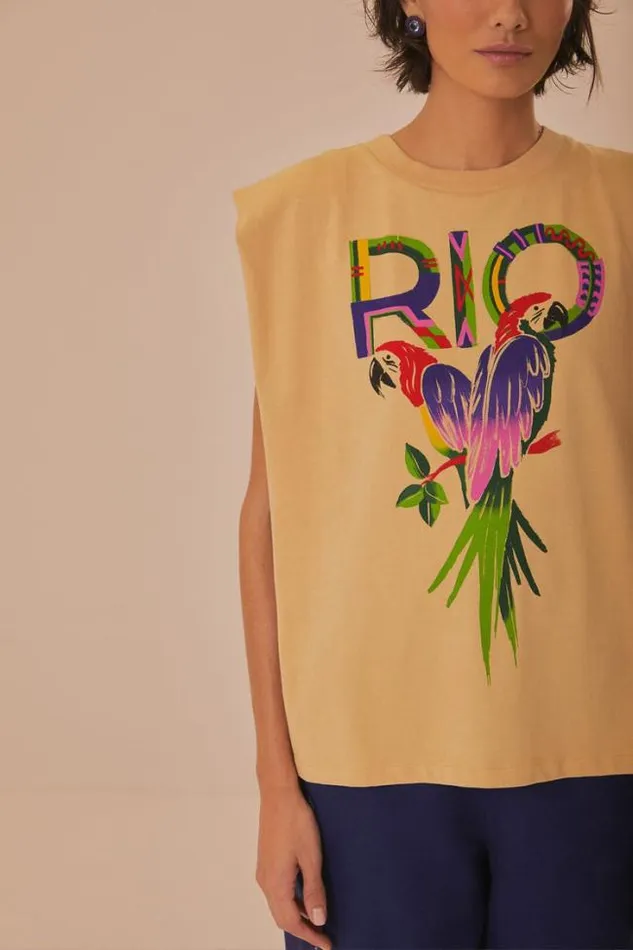 Sand Rio Shoulder Pad Organic Cotton TShirt Women FARM Rio Tshirts