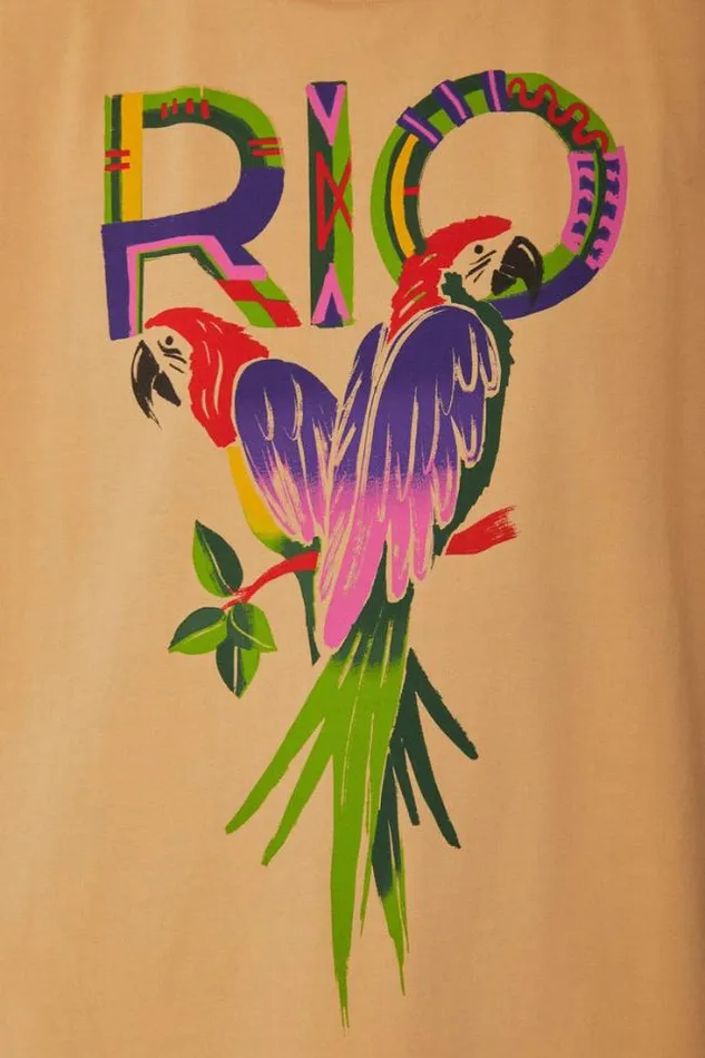Sand Rio Shoulder Pad Organic Cotton TShirt Women FARM Rio Tshirts